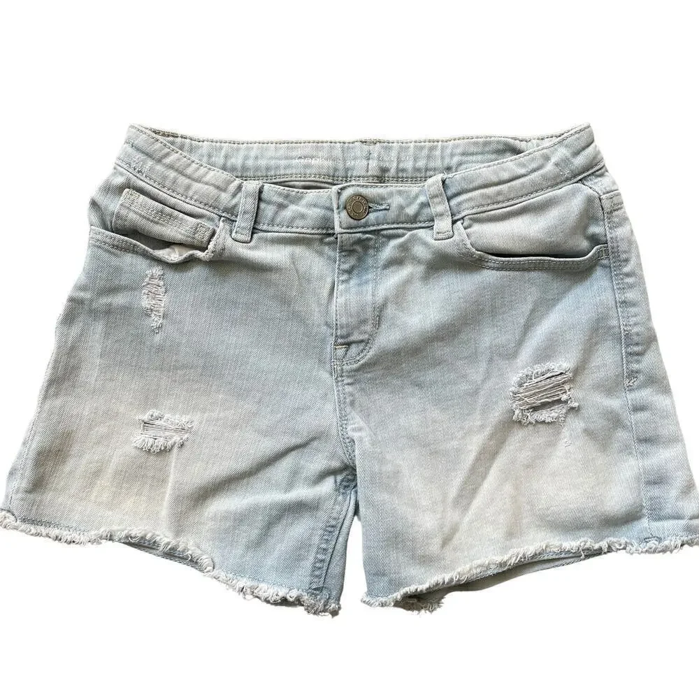 GAP Kids 12 Regular Denim Shorts | Adjustable Waist, Light Wash, Raw Hem